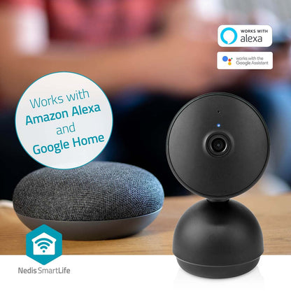Nedis SmartLife Indoor Camera | Wi-Fi | Full HD 1080p | Pan tilt | Cloud Storage (optional) / microSD (not included) / Onvif | With motion sensor | Night vision | Black