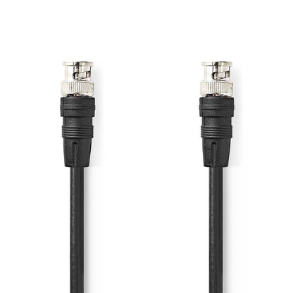 Nedis CVGP01000BK10 | BNC Video Cable | BNC Male | BNC Male | Nickel Plated | 75 Ohm | 1.00 m | Round | PVC | Black | Label