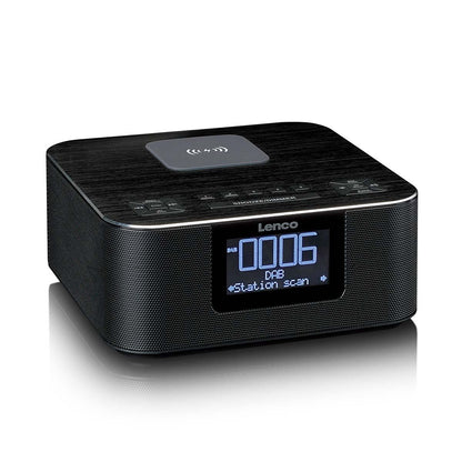 Lenco CR-650BK | DAB+ FM Clock Radio | USB | Qi Wireless Smartphone Charging | Black