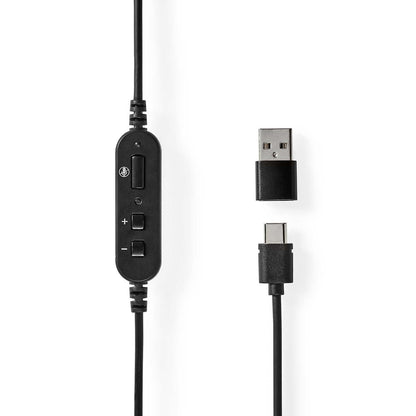 Nedis PC Headset | Over-Ear | Stereo | USB Type-A / USB Type-C™ | Fold-Away Microphone | Black