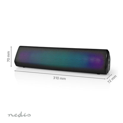 Nedis Bluetooth® Speaker | Maximum battery play time: 6 hrs | Table Design | 18 W | Stereo | Built-in microphone | Linkable | Black