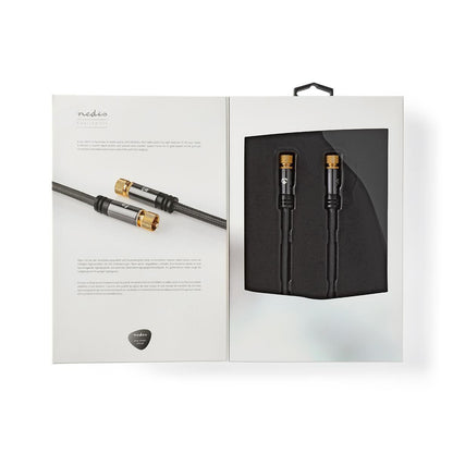 Nedis Satellite & Antenna Cable | F Male | F Male | Gold Plated | 75 Ohm | Quad Shielded | 5.00 m | Round | Cotton | Grey / Gun Metal Grey | Cover Window Box