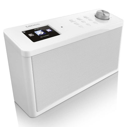 Lenco KCR-2014 | Under Cabinet Kitchen Clock Internet / FM Radio| TFT Screen | Remote Control | White