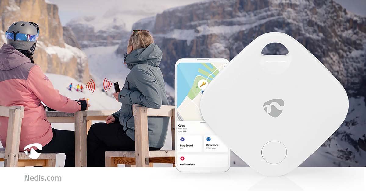 Nedis Key Finder | Compatible with: Apple Find My App | Battery Powered | 1x CR2032 | Batteries included | Bluetooth® version: 5.1 | Battery life up to: 1 year | White | 1 pcs
