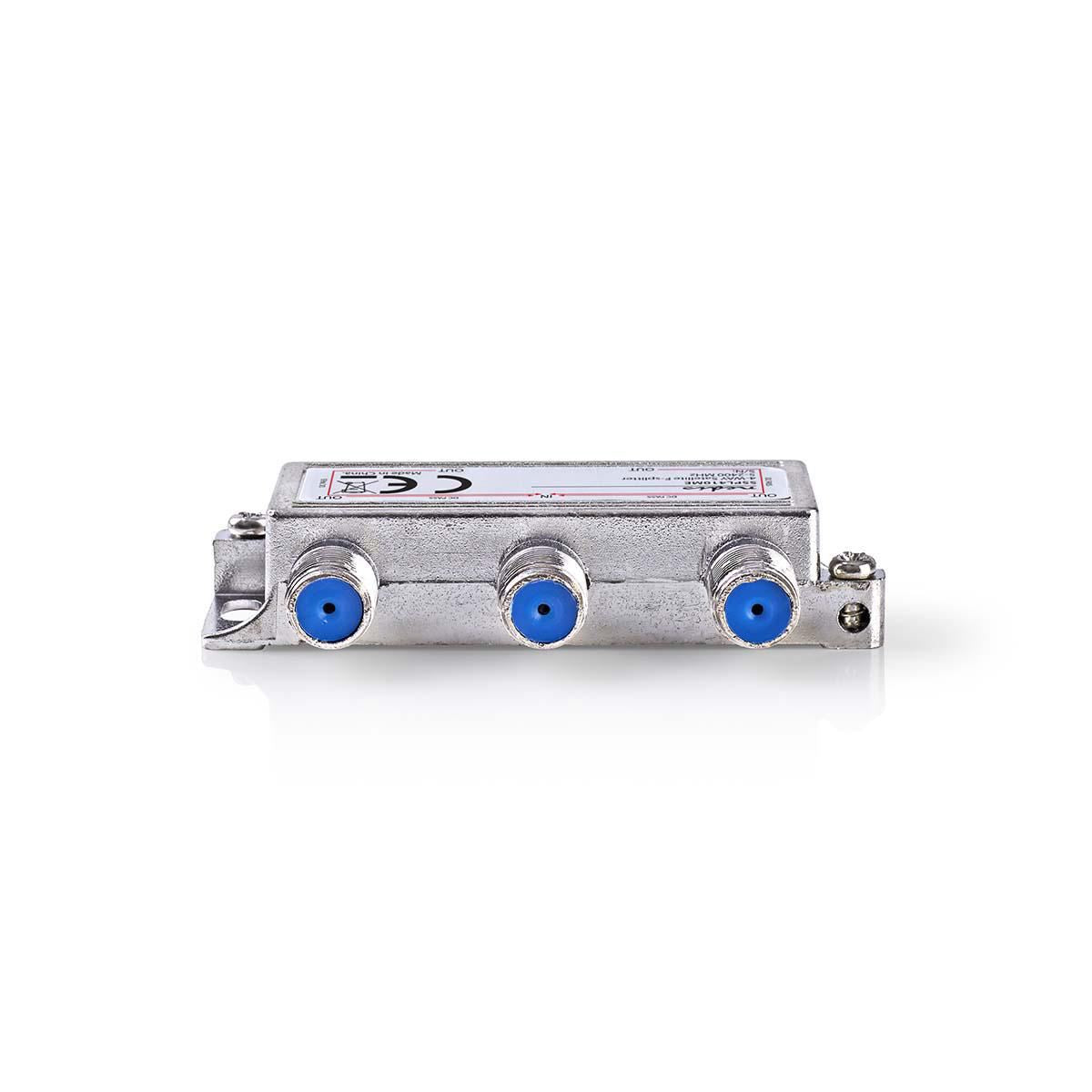 Nedis Satellite Splitter | 5 - 2400 MHz | 11.5 dB | Number of inputs: 1 | Number of outputs: 4 | Impedance: 75 Ohm | Zinc | Silver