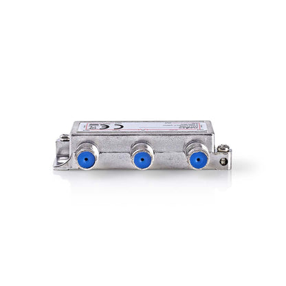 Nedis Satellite Splitter | 5 - 2400 MHz | 11.5 dB | Number of inputs: 1 | Number of outputs: 4 | Impedance: 75 Ohm | Zinc | Silver
