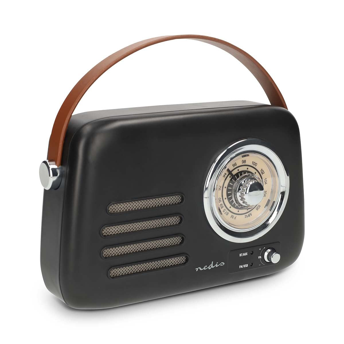 Nedis RDFM2600BK | FM Radio | Portable Design | Bluetooth® / FM | Accu Powered / USB Powered | Analogue | 10 W | Bluetooth® | Black