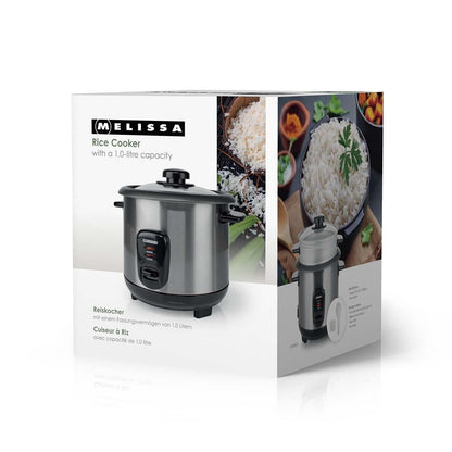 MELISSA Rice Cooker | 1.0 l | 400 W | Non stick coating | Removable bowl | Steamer Basket | Keep-warm function | Auto shut-off