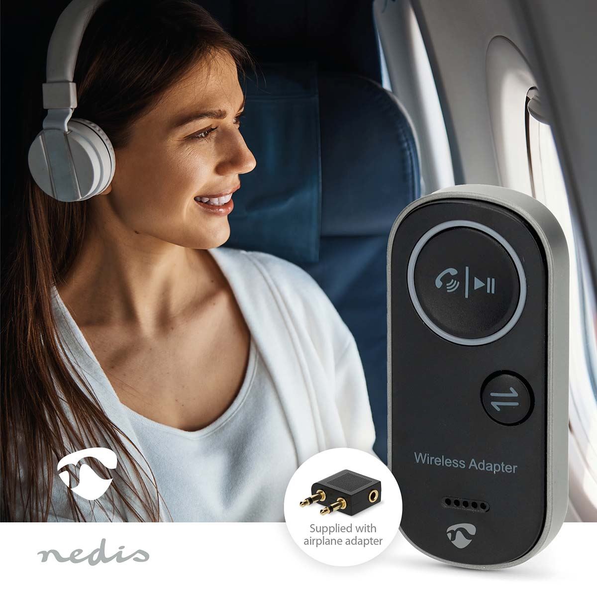 Nedis Bluetooth® Transmitter Receiver | Connection input: USB-C™ Female | Connection output: 3.5 mm | SBC | Up to 1 Device | Maximum battery play time: 8.5 hrs | Black