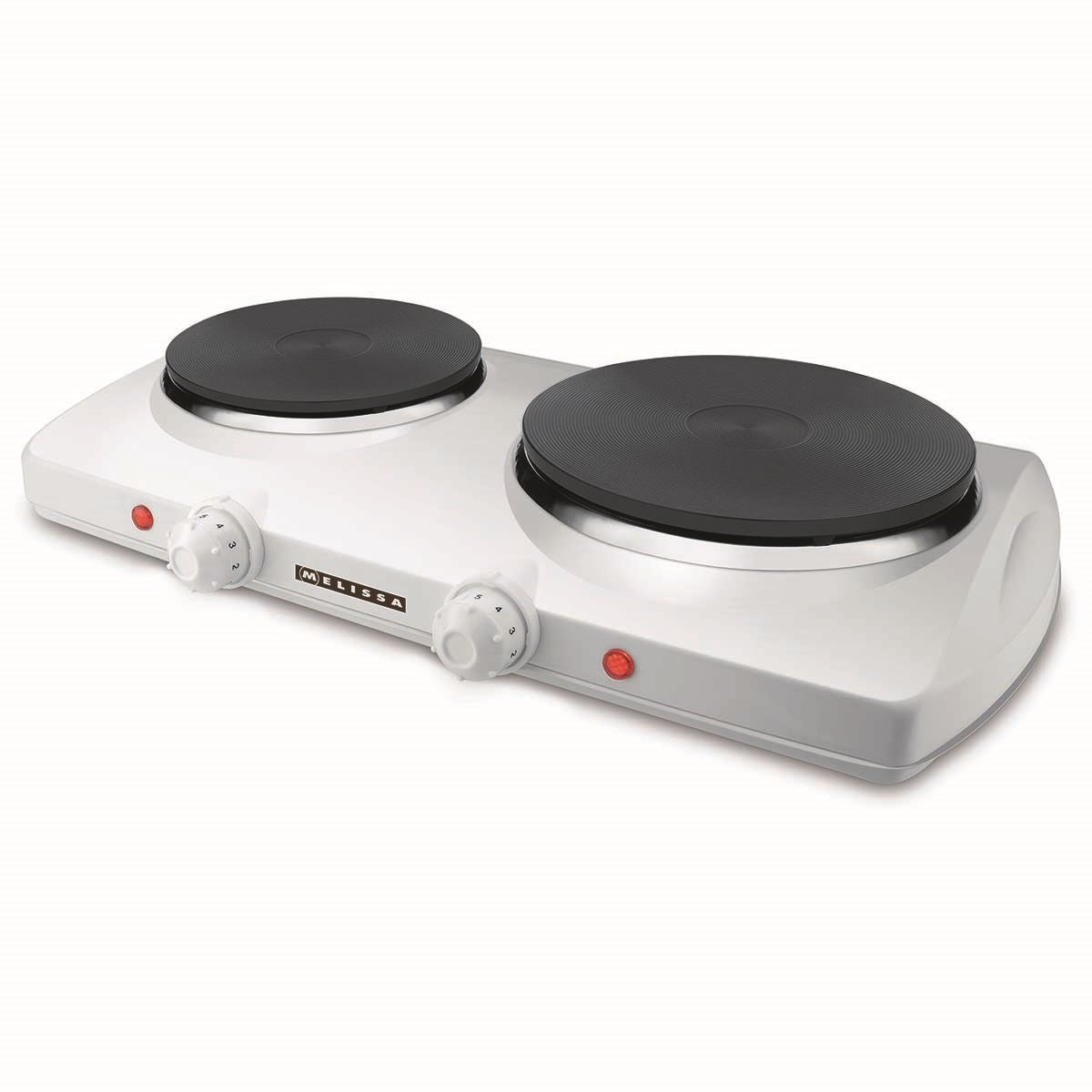 MELISSA Double Electric Hot Plate | 2300 W | Ø 18.5 + 15.5 cm | 5 Heat settings | Non-slip feet | White