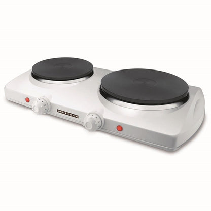 MELISSA Double Electric Hot Plate | 2300 W | Ø 18.5 + 15.5 cm | 5 Heat settings | Non-slip feet | White