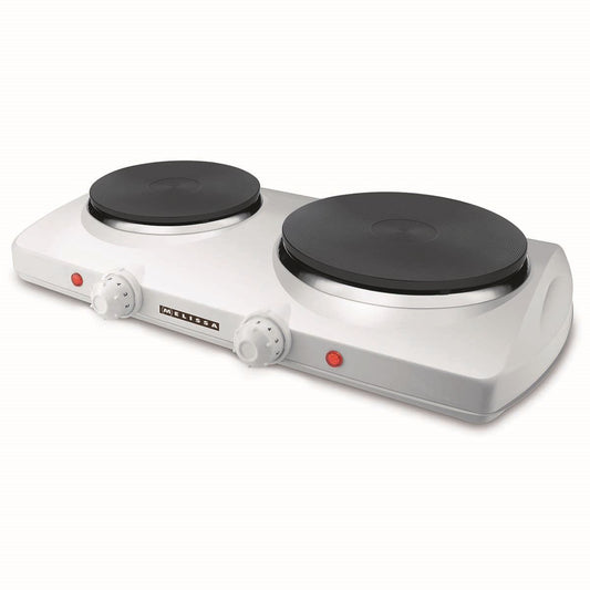 MELISSA Double Electric Hot Plate | 2300 W | Ø 18.5 + 15.5 cm | 5 Heat settings | Non-slip feet | White