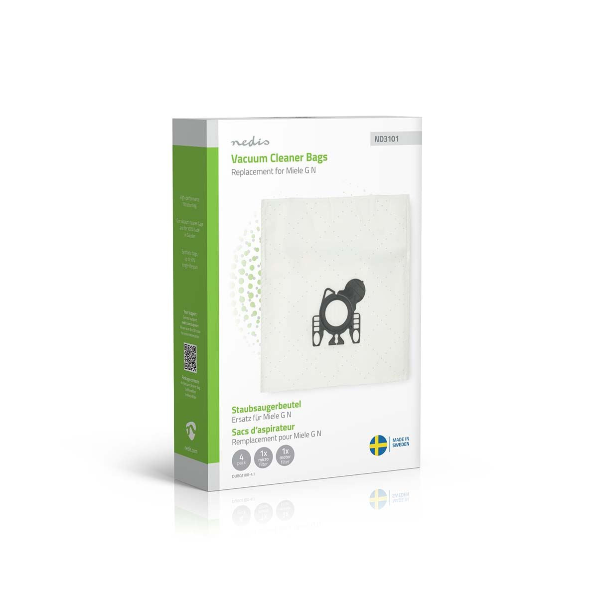 Nedis Vacuum Cleaner Bag | 4 pcs | Synthetic | Most sold for: Miele GN | White