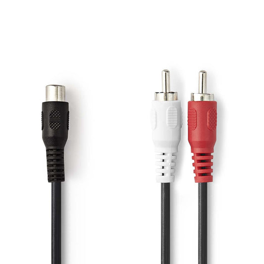 Nedis Stereo Audio Cable | 2x RCA Male | RCA Female | Nickel Plated | 0.20 m | Round | Blister