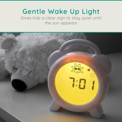 Alecto Childrens Sleep Trainer Night Light and Alarm Clock | White