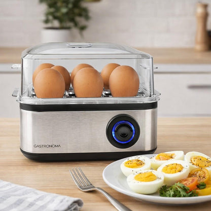 Gastronoma 18270102 | Egg Boiler | 8 Eggs | Poaching tray | Measuring cup | Black / Stainless Steel