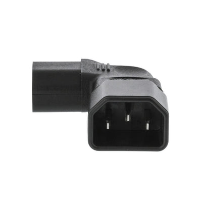 Nedis Cable Adapter Plug | IEC-320-C13 | IEC-320-C14 | Angled Left | Nickel Plated | PVC | Black | Box | 1 pcs