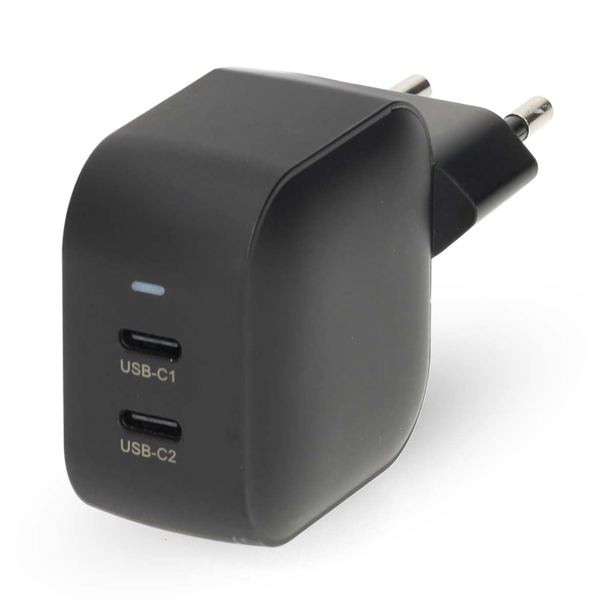 Nedis Wall Charger | 45 W | GaN | PD3.0 | Quick charge feature | 2.25 / 3.0 A | Number of outputs: 2 | 2x USB-C™ | Automatic Voltage Selection | Black