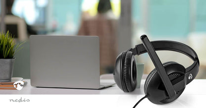 Nedis PC Headset | Over-Ear | Stereo | USB Type-A / USB Type-C™ | Fold-Away Microphone | Black