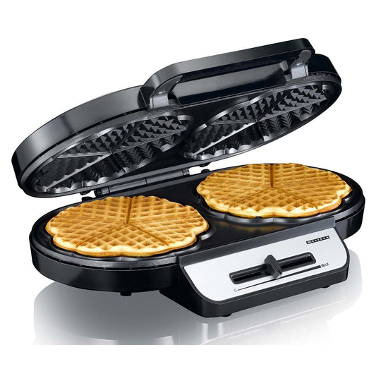 MESLISSA Waffle Maker | 2 x 5 Heart shaped waffles | 12 cm | 1200 W | Automatic temperature control | Metal / Plastic