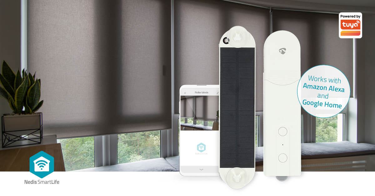 Nedis SmartLife Curtain Robot | Cable System | Panel curtains / Roller blinds / Roman blinds | Mains Powered / Solar Powered | 2000 mAh | Bluetooth® | White