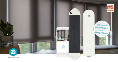 Nedis SmartLife Curtain Robot | Cable System | Panel curtains / Roller blinds / Roman blinds | Mains Powered / Solar Powered | 2000 mAh | Bluetooth® | White