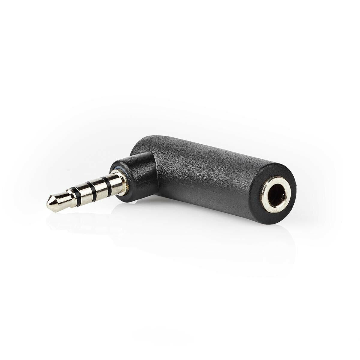 Nedis CAGP22980BK | Stereo Audio Adapter | 3.5 mm Male | 3.5 mm Female | Nickel Plated | Angled 90° | Metal | Black | 10 pcs | Polybag