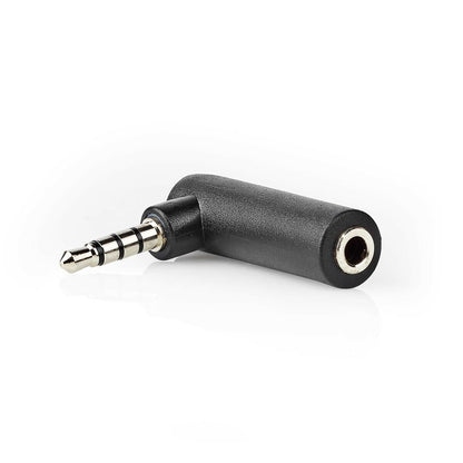 Nedis CAGP22980BK | Stereo Audio Adapter | 3.5 mm Male | 3.5 mm Female | Nickel Plated | Angled 90° | Metal | Black | 10 pcs | Polybag
