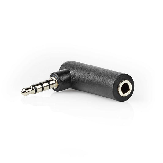 Nedis CAGP22980BK | Stereo Audio Adapter | 3.5 mm Male | 3.5 mm Female | Nickel Plated | Angled 90° | Metal | Black | 10 pcs | Polybag
