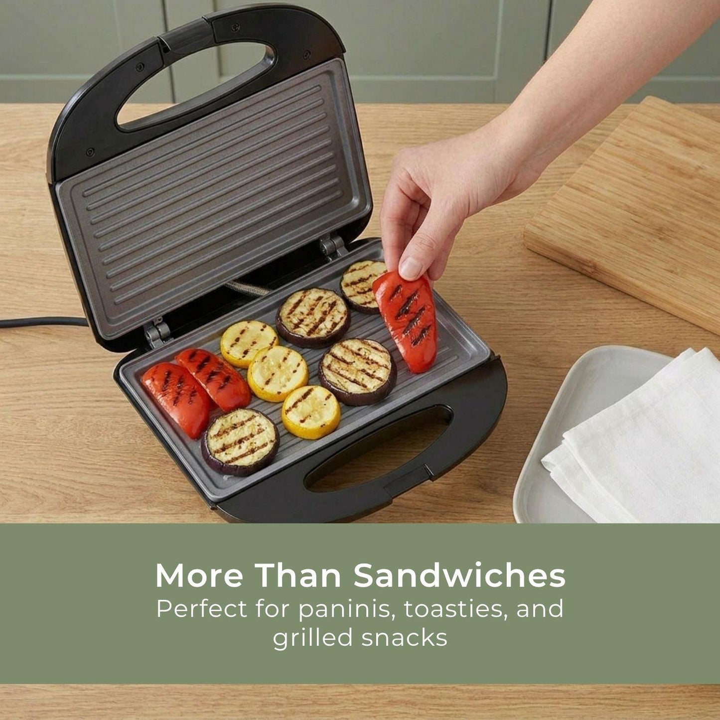 MELISSA Sandwich Maker with Grill Plate | 750 Watt  | Black
