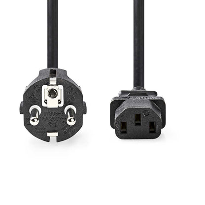 Nedis Power Cable | Plug with earth contact male | IEC-320-C13 | Straight | Straight | Nickel Plated | 2.00 m | Round | PVC | Black | Label