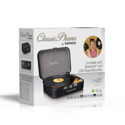 Lenco TT-116BK | Turntable with Bluetooth® and USB Player / Recorder Black