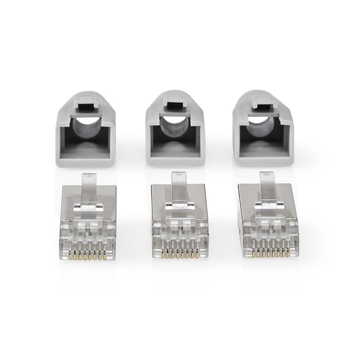 Nedis RJ45 Connector | RJ45 Pass Through | Solid/Stranded FTP CAT6 | Straight | Gold Plated | 10 pcs | PVC | Black / Grey / White | Box