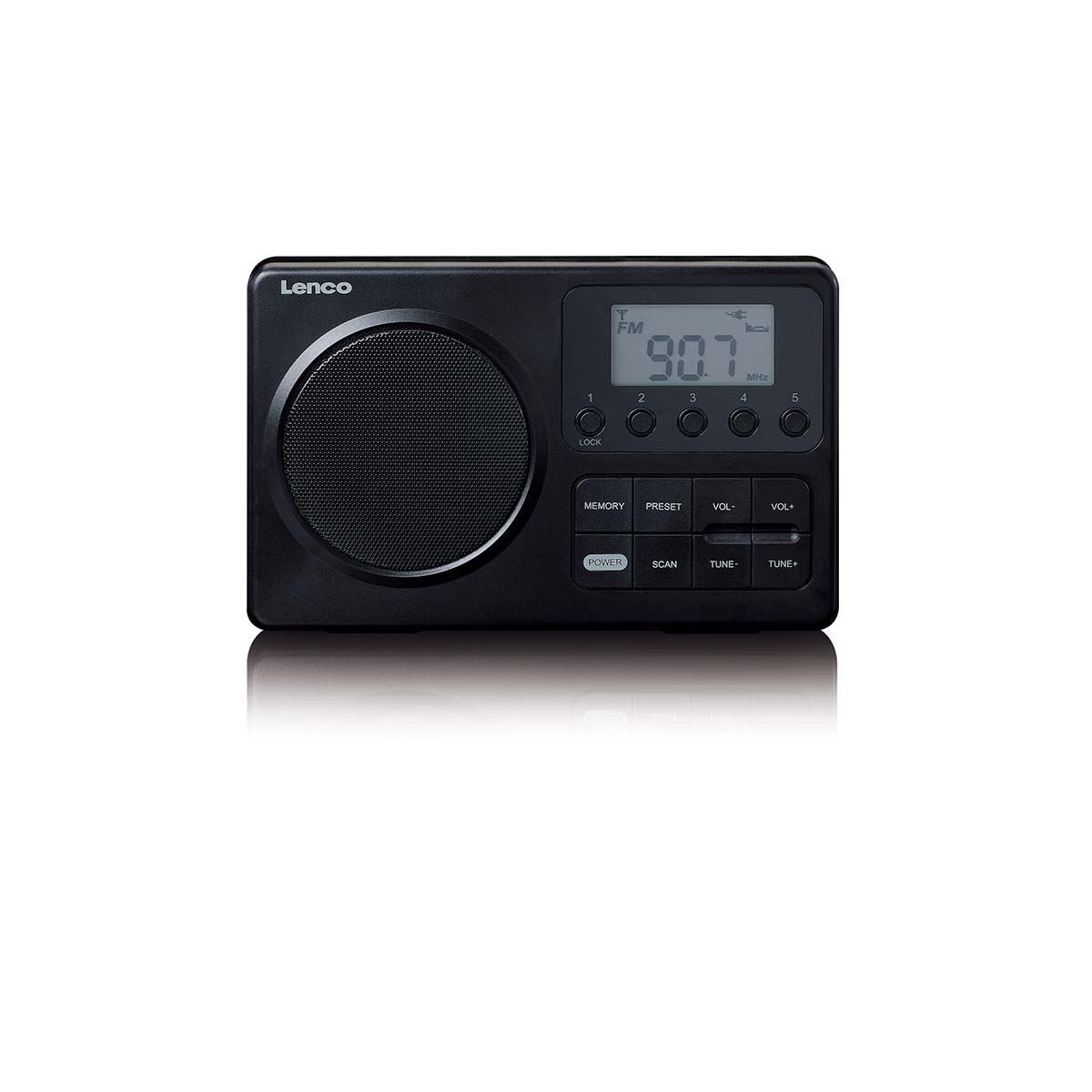 Lenco MPR-035BK | Compact Portable FM Radio with LCD Screen Black