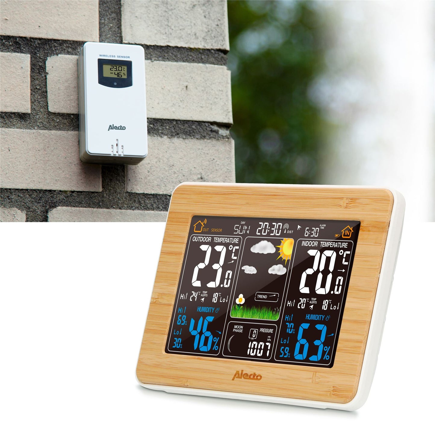 Alecto Weather Station | Indoor and Outdoor Temperature | Outside Wireless sensor | Bamboo