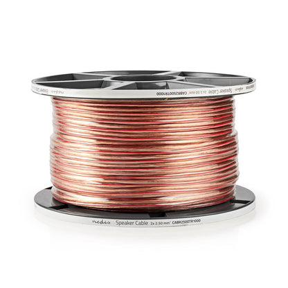 Nedis Speaker Cable | 2 x 2.50 mm² | Copper | 100.0 m | Round | PVC | Transparent | Reel