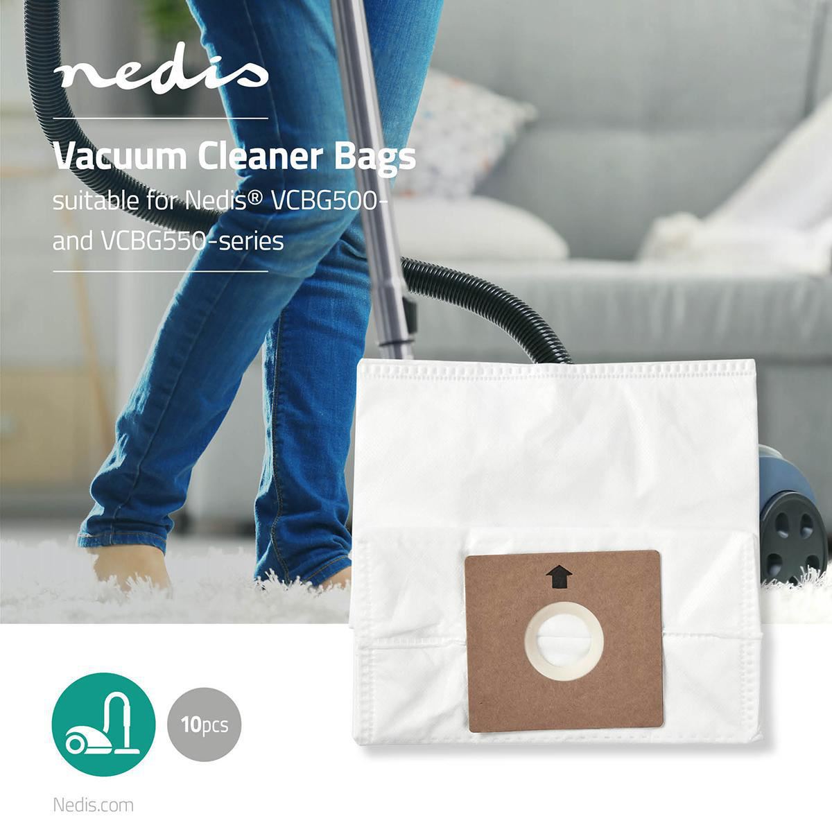 Nedis DUBG122NED10 | Vacuum Cleaner Bag | 10 pcs | Synthetic | Most sold for: Nedis DUBG122NED10 |® VCBG500 / VCBG550-Series | White