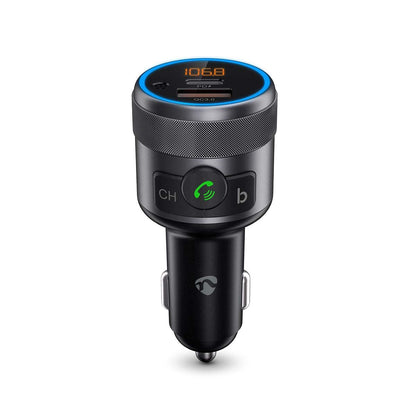 Nedis Car FM Transmitter | Fixed | Hands free calling | 1 " | Amber Screen | Bluetooth® | PD 18 W / PD 24 W | Fast charging | Bass boost | Google Assistant / Siri | Black