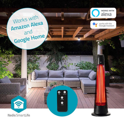 Nedis SmartLife Patio Heater | Wi-Fi | 1200 W | 2 Heat Settings | Oscillation | Fall over protection | IP24 | Black