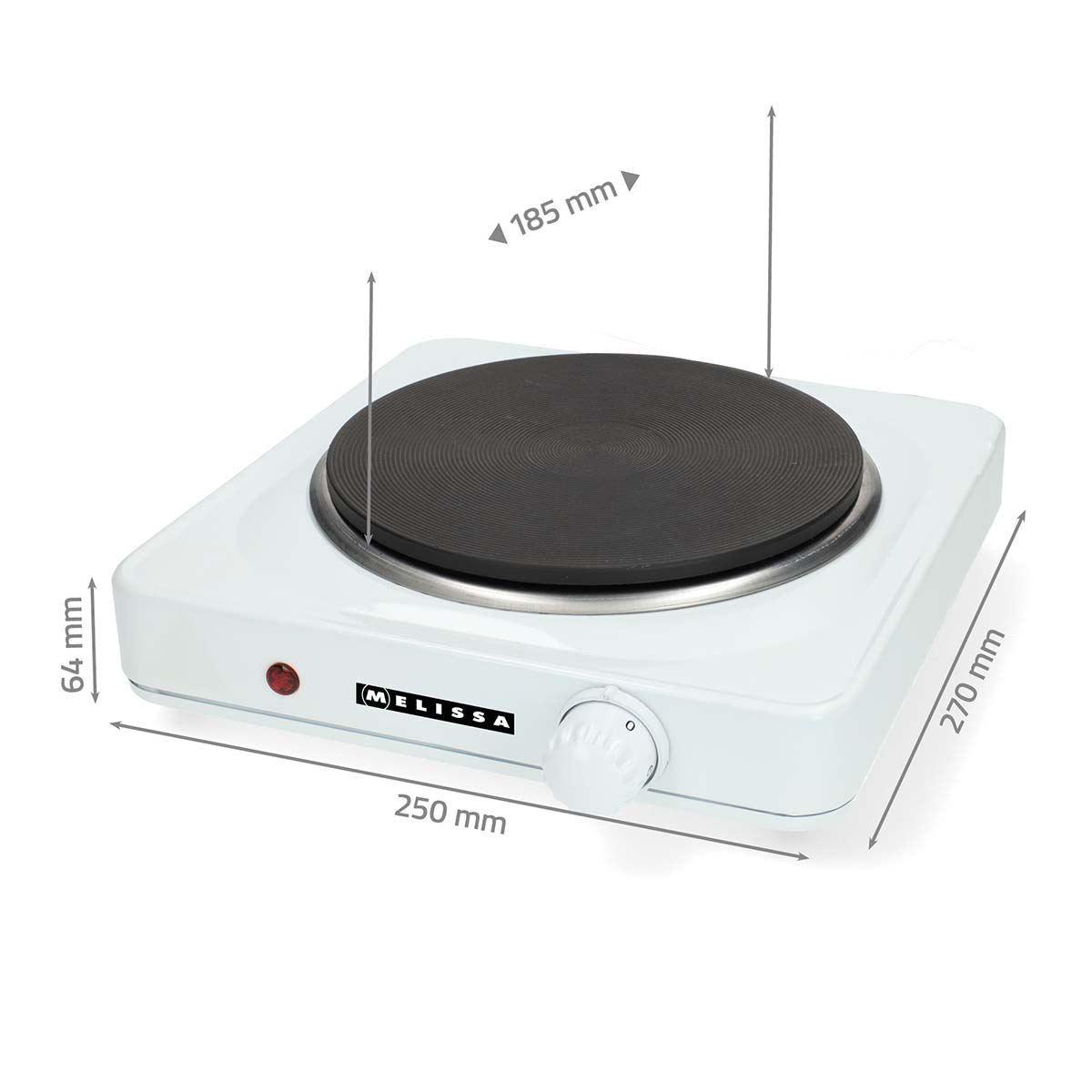 MELISSA 16350028 | Electric Hot Plate | 1500 W | Ø 18.5 cm | 6 Heat settings | Non-slip feet | White