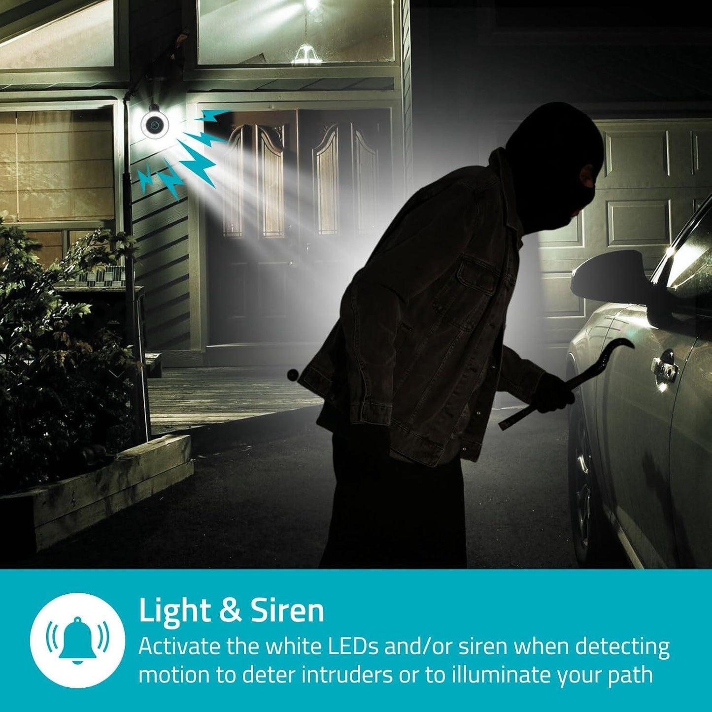 Nedis SmartLife Outdoor Camera | Wi-Fi | Spotlight | 4K / 3840x2160 | IP65 | Cloud Storage (optional) / microSD (not included) / Onvif | 5 V DC | With motion sensor | Night vision | Black