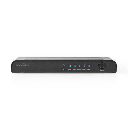 Nedis HDMI™ Switch | 5 port(s) | 5x HDMI™ Input | 1x HDMI™ Output | 4K@60Hz | 18 Gbps | Remote controlled | Metal | Anthracite