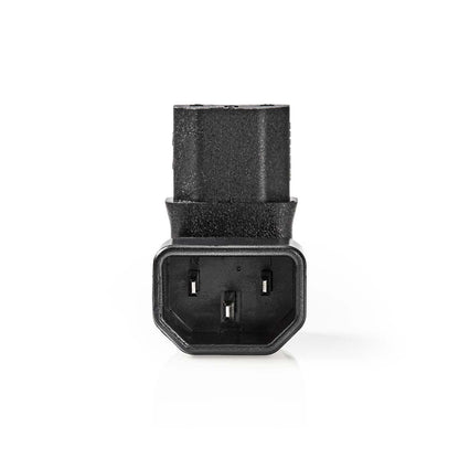 Nedis Cable Adapter Plug | IEC-320-C13 | IEC-320-C14 | Angled 90° | Nickel Plated | PVC | Black | Box | 1 pcs