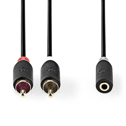 Nedis Stereo Audio Cable | 2x RCA Male | 3.5 mm Female | Gold Plated | 1.00 m | Round | Anthracite | Box