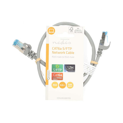 Nedis CAT6a Network Cable | S/FTP | RJ45 Male | RJ45 Male | 0.50 m | Snagless | Round | LSZH | Grey | Label