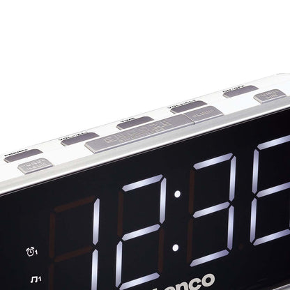Lenco PLL FM Alarm Clock Radio Large and Clear 1.8" LED display - White