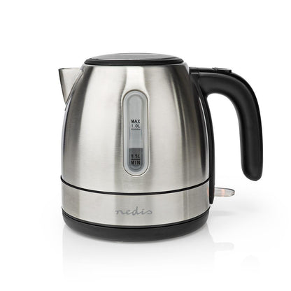 Nedis Electric Kettle | 1.0 l | Stainless Steel | Aluminium | Rotatable 360 degrees | Concealed heating element | Strix® controller | Boil-dry protection