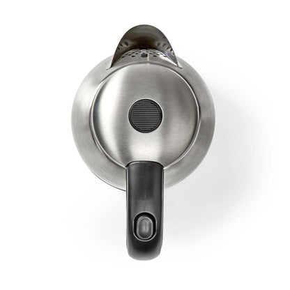 Nedis Electric Kettle | 1.7 l | Stainless Steel | Black / Silver | Rotatable 360 degrees | Concealed heating element | Strix® controller | Boil-dry protection