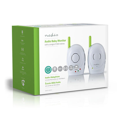 Nedis Baby Monitor | FHSS (Frequency-Hopping Spread Spectrum) | With talk back function | Range: 300 m | Battery Powered / Mains Powered | Green / White