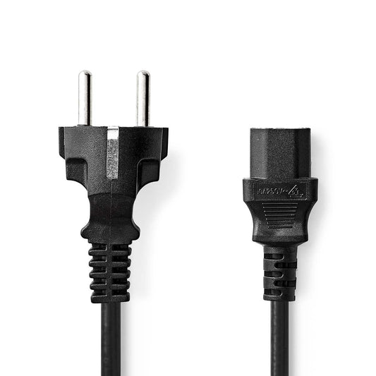 Nedis Power Cable | Plug with earth contact male | IEC-320-C13 | Straight | Straight | Nickel Plated | 5.00 m | Round | PVC | Black | Label